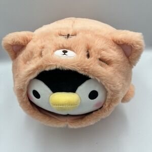 Large 14" Takashoji Lying Penguin In Orange Cat Costume Plush NWT Adorable